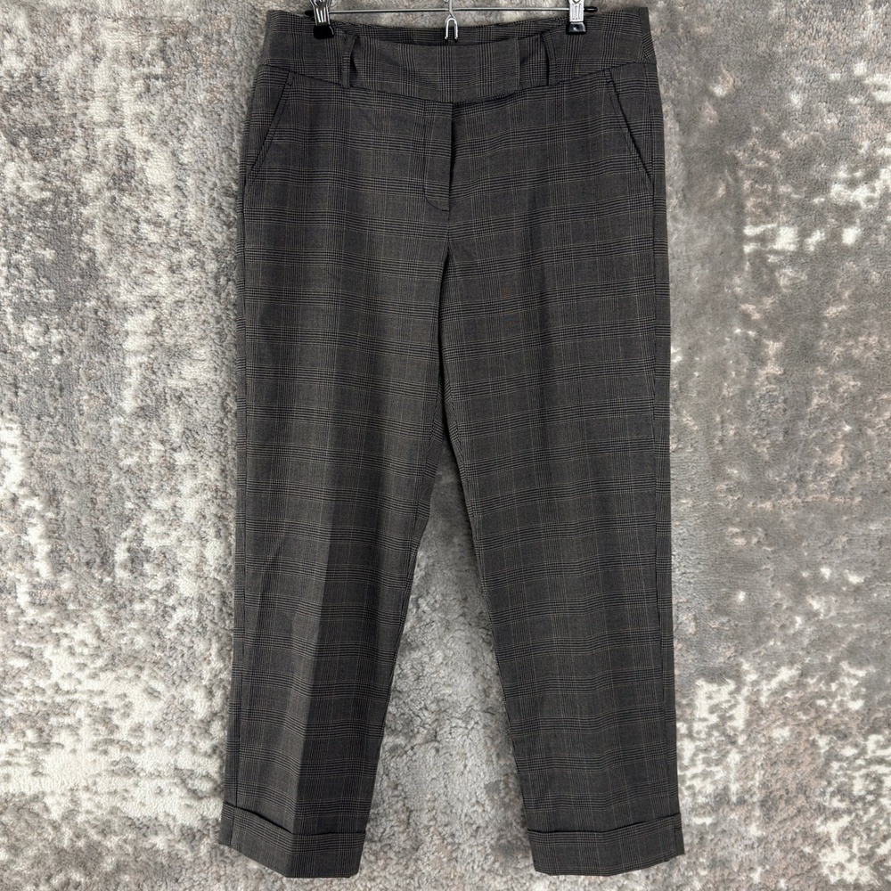 Harve Benard Size 10 Plaid Check Trousers Dress Pants Brown Full Length Women